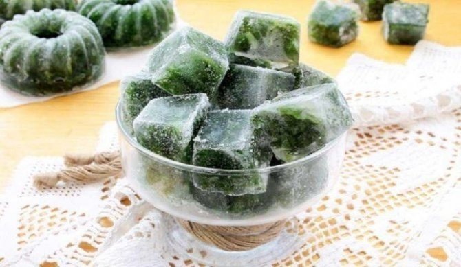 Заморозка зелени в формочках для льда